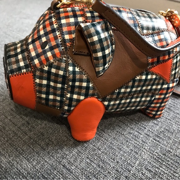 NWOT Tory Burch Peggy The Pig Leather Mini Bag Plaid - Picture 4 of 8